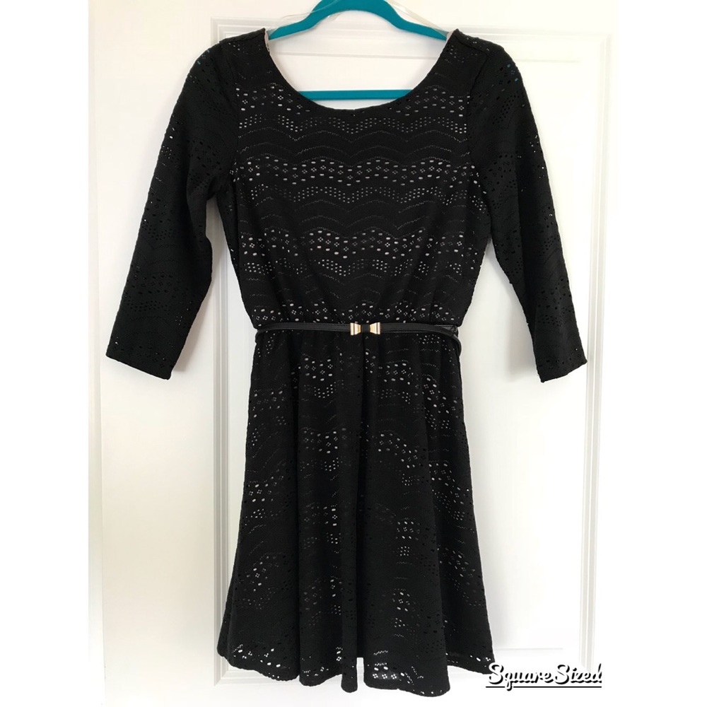 As U Wish black lace overlay dress low back belt